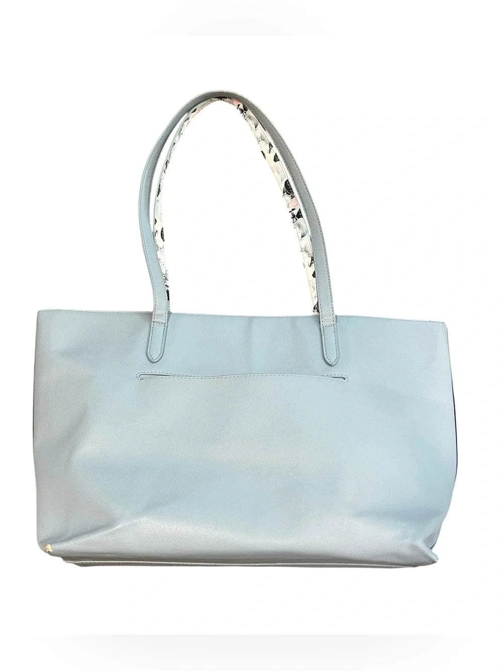 Betsey Johnson Leather Tote Bag Light Blue Floral Office Whimsical